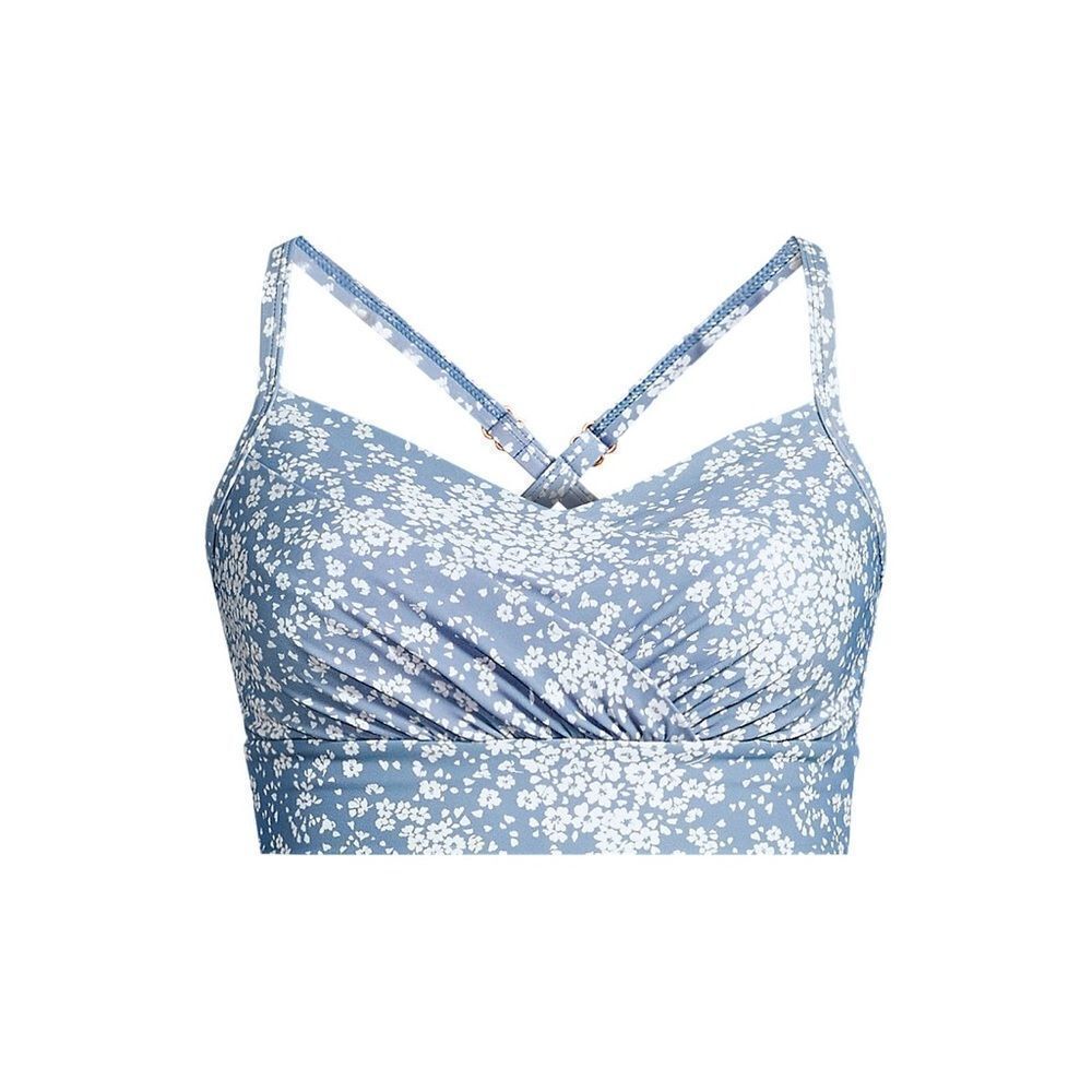 Land's End SlenderSuit pleated bikini Tankini Dusk Sky Meadow Ditsy Floral 22W